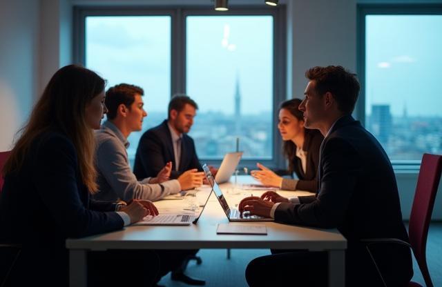 Alpha Wealth Online AG team members collaborating in a modern Zurich office