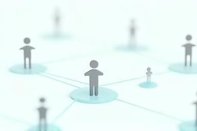 Illustration of people connecting online representing affiliate networks