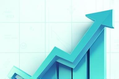 Graph showing online income growth trend upwards